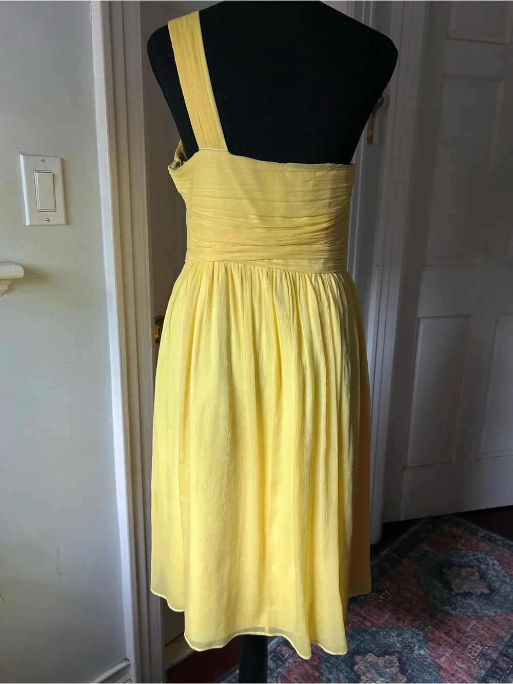 J. Crew One-Shoulder Yellow  Midi Dress